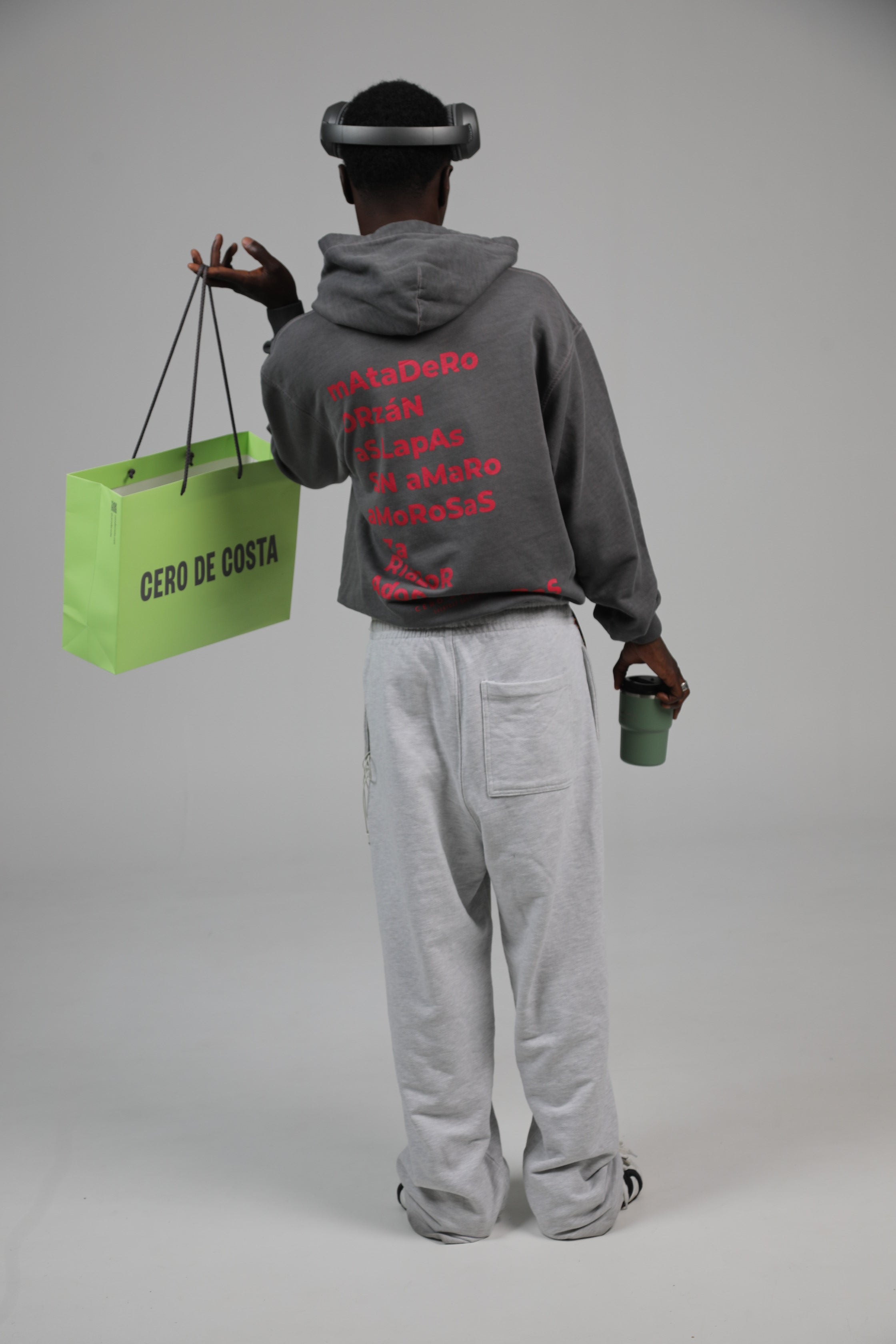 SUDADERA GRIS/ROJO "LA CORUÑA" PLAYAS CIUDAD CON CAPUCHA